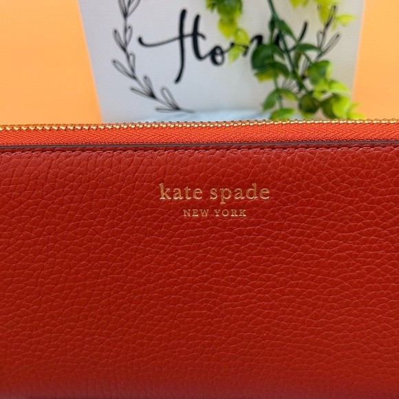 NWT Kate Spade Long Continental Zip Around Leather Wallet Taylor Autumn Oak - Picture 6 of 13